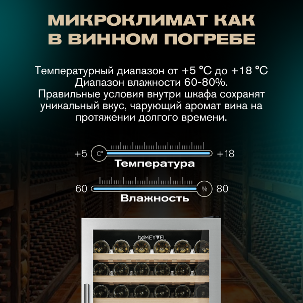 Винный холодильник (шкаф) компрессорный MEYVEL MV116-KST2