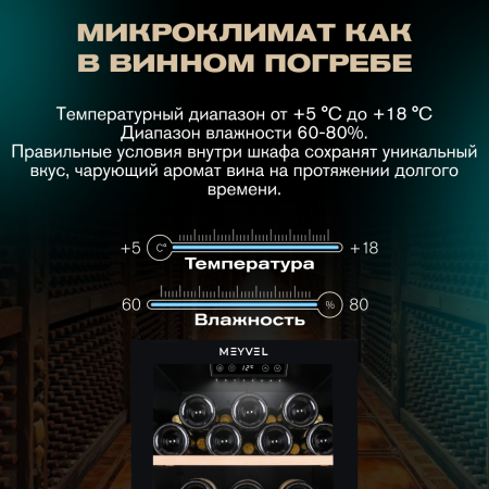 Винный холодильник (шкаф) компрессорный MEYVEL MV73-KBF2