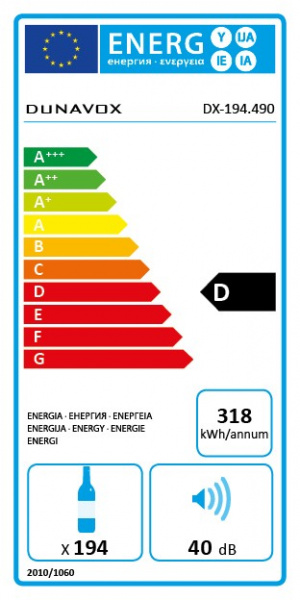 Винный холодильник (шкаф) компрессорный Dunavox DX-194.490SSK