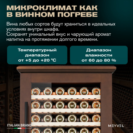 Винный холодильник (шкаф) компрессорный MEYVEL MV99PRO-KBT2 (Итальянский орех)